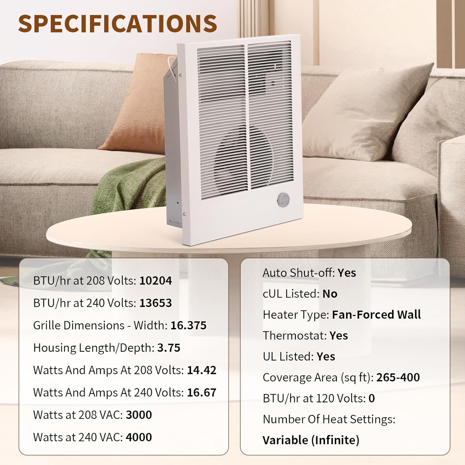 HAI FEIPN 198 Wall Heater 4000W 240VAC Energy-Saving Electric Heater