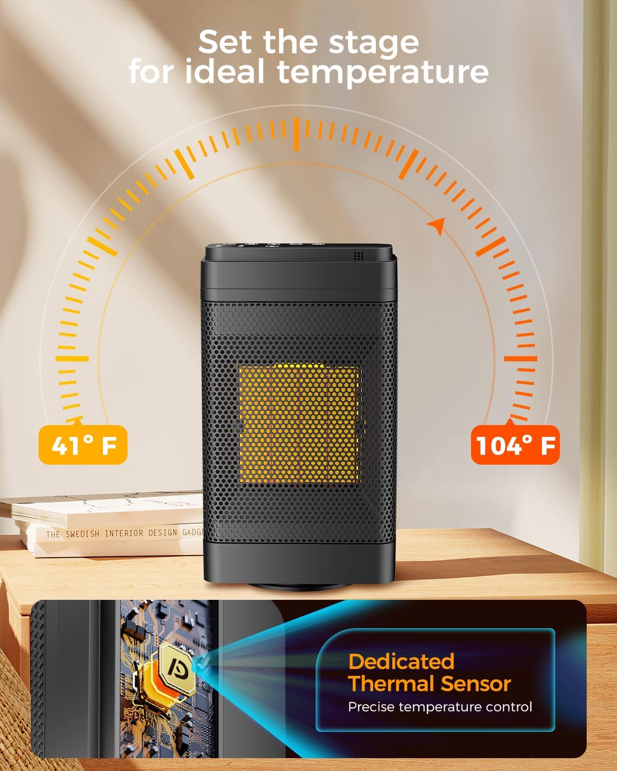 CACULE Space Heater with Thermostat and Remote