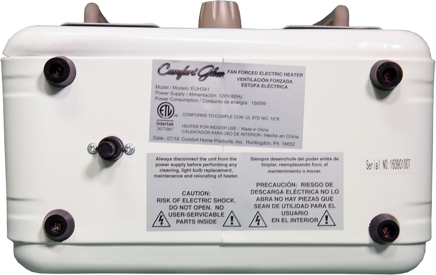 Comfort Glow EUH341 Electric Space Heater 5200 Btu