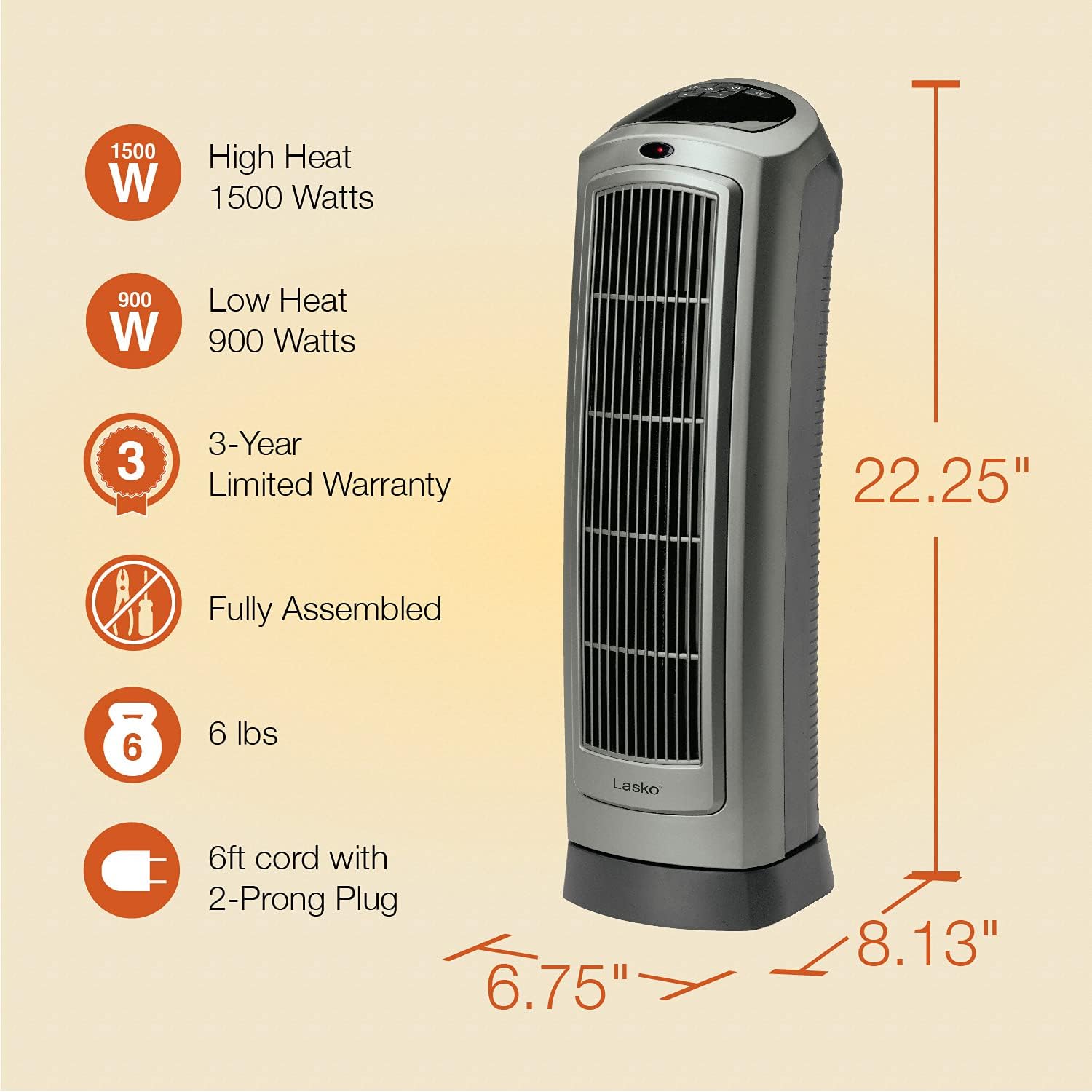 Lasko Portable Oscillating Space Heater with Digital Display and Remote Control
