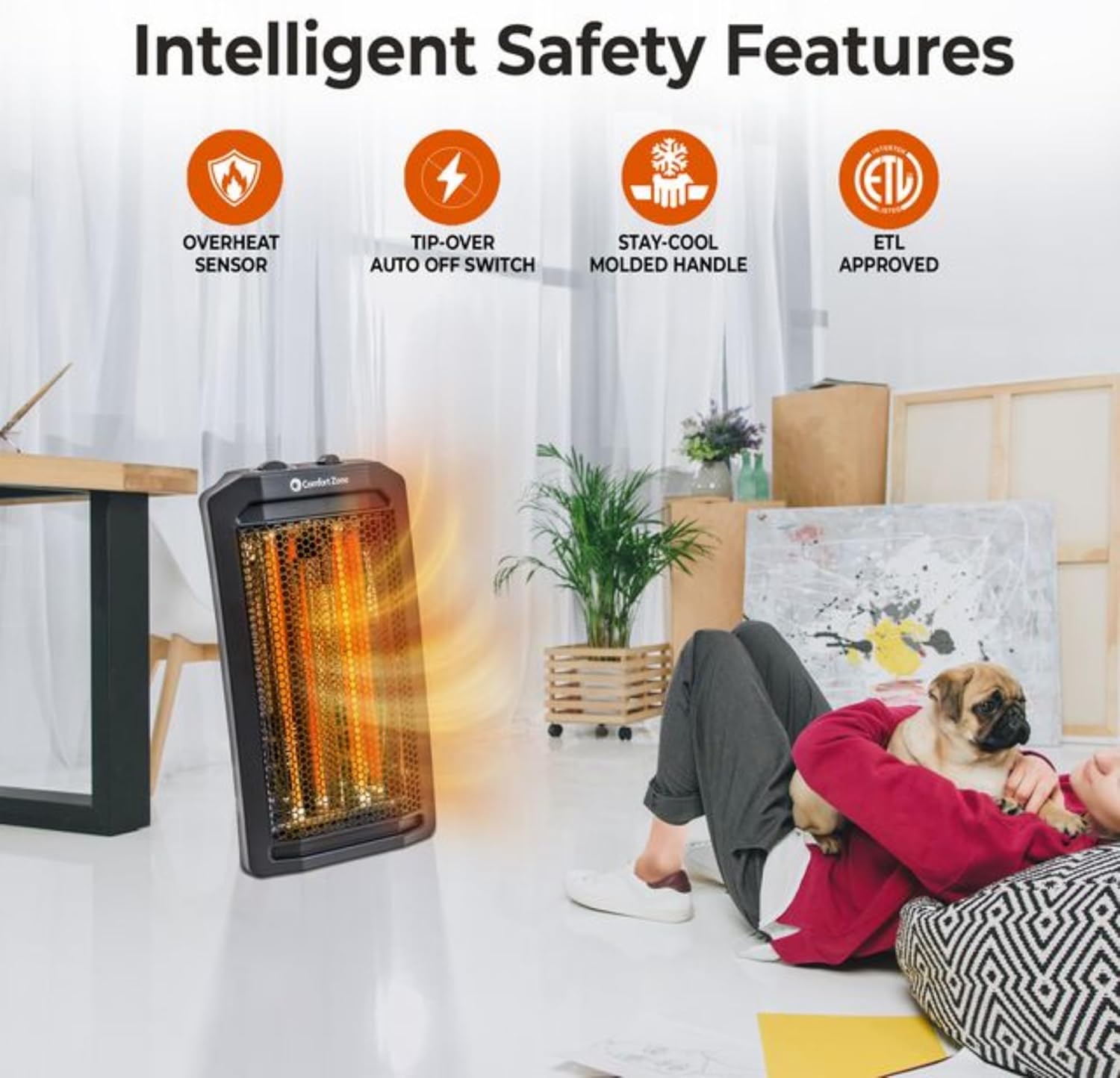 Comfort Zone Quartz Tower Heater with 2 Settings