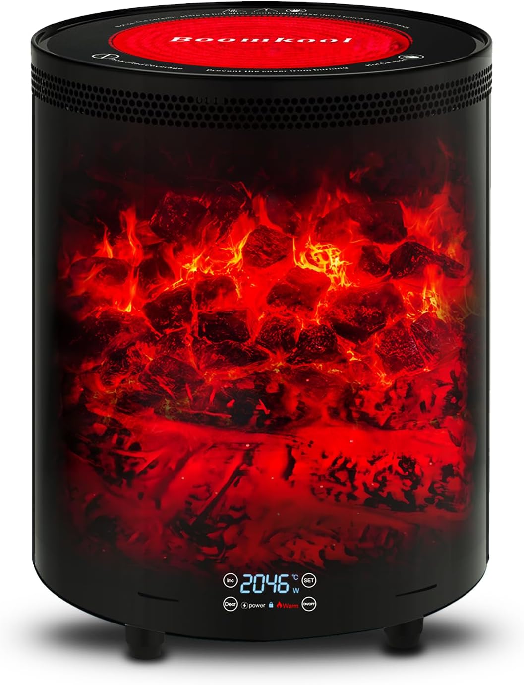 Boomkool Electric Fireplace Heater with 3D Flame and 1300W Power