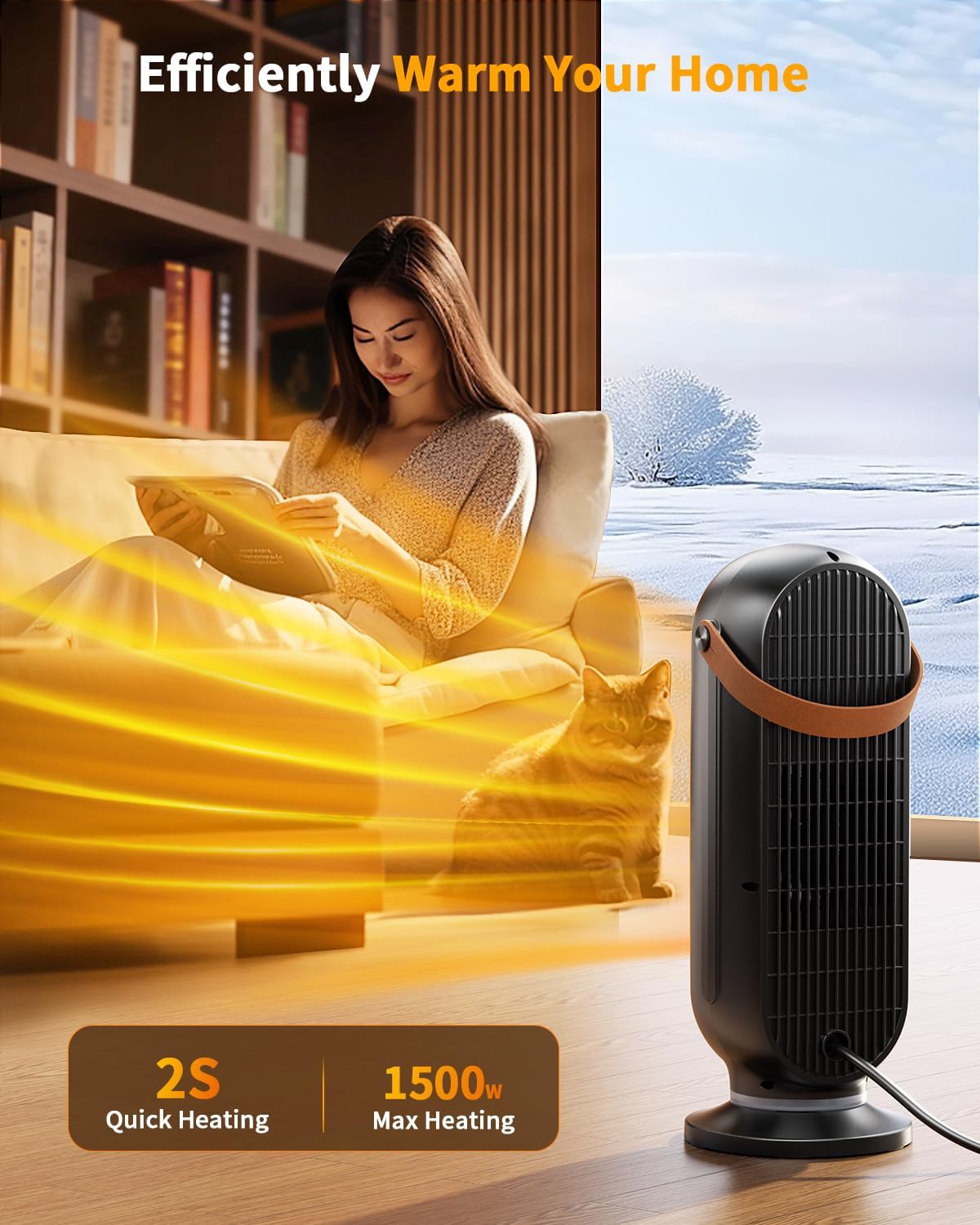 Antime 1500W Electric Space Heater with Remote and Thermostat