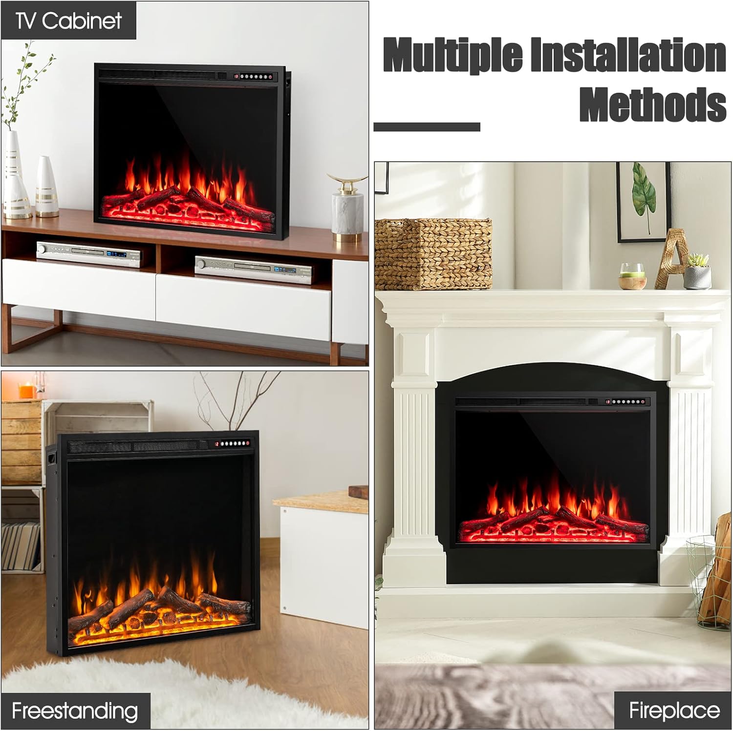 COSTWAY 34-Inch Electric Fireplace with Remote Control