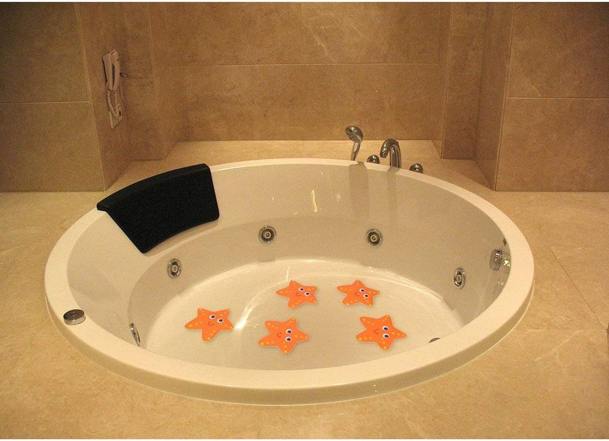 5PCS Non-Slip Bathtub Stickers Safety Treads Set Orange