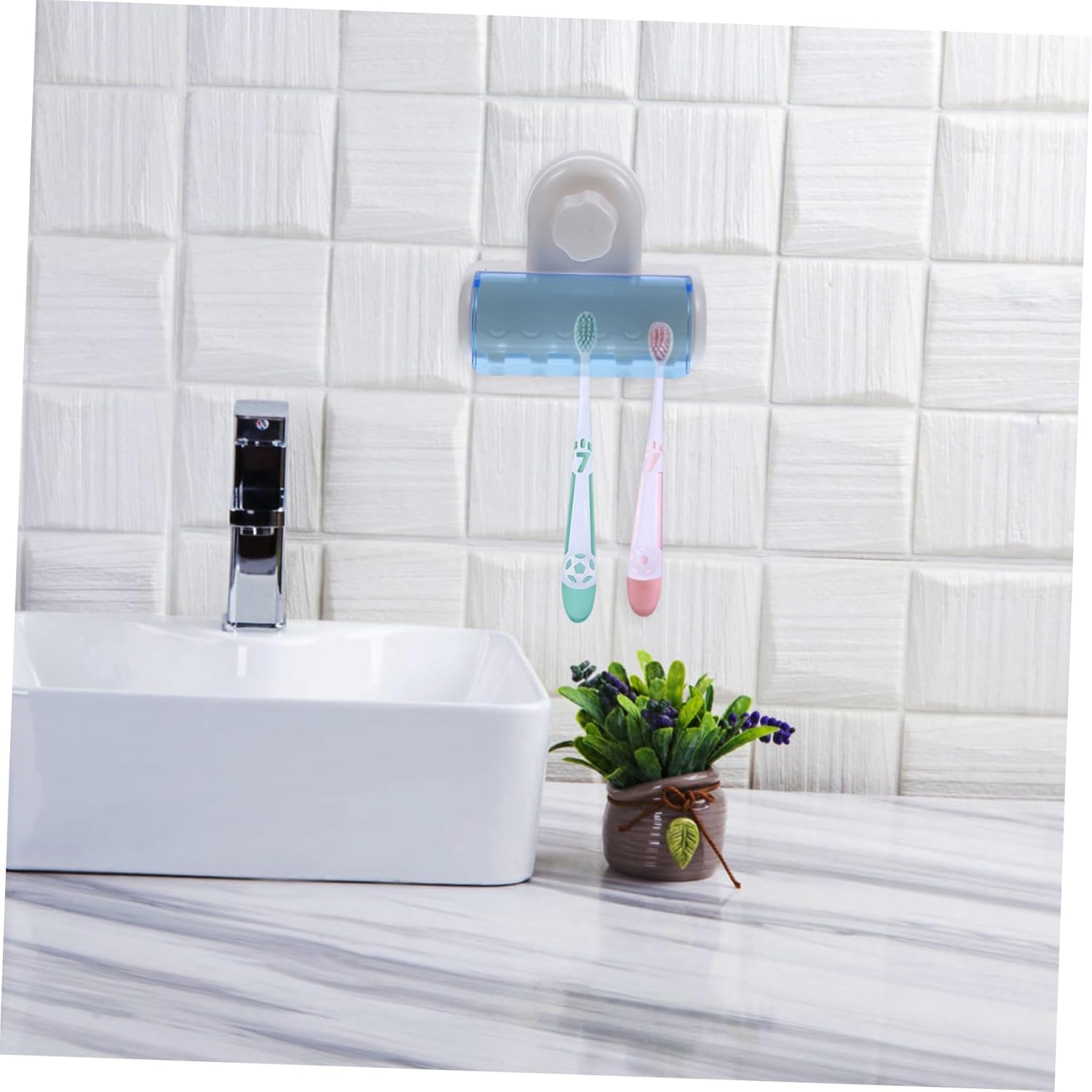 Wakauto 2Pcs Wall Mounted Toothbrush Holder