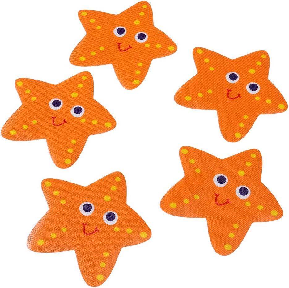 5PCS Non-Slip Bathtub Stickers Safety Treads Set Orange