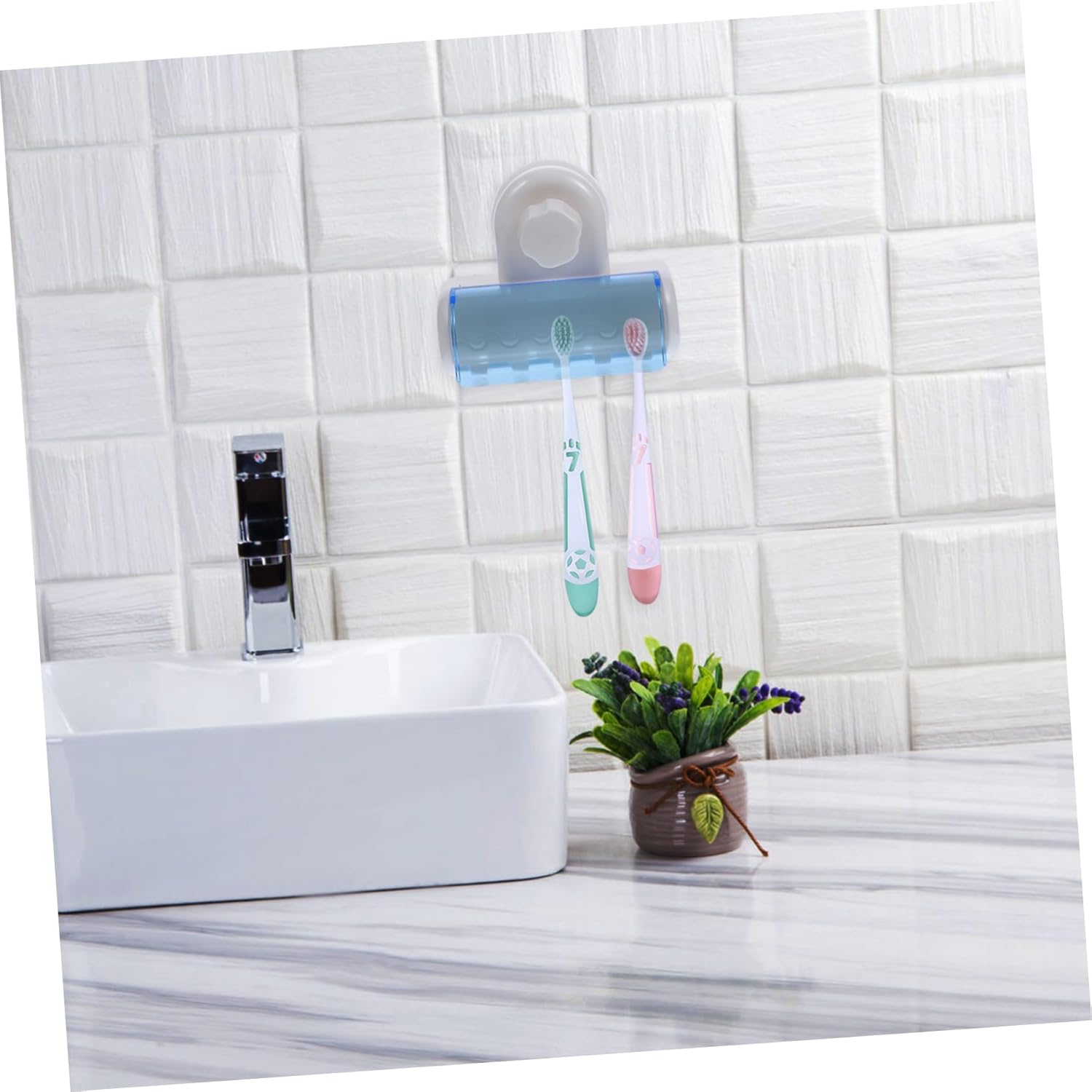 GLEAVI 2Pcs Wall Mounted Toothbrush Holder for Bathroom Space Saving Organizer
