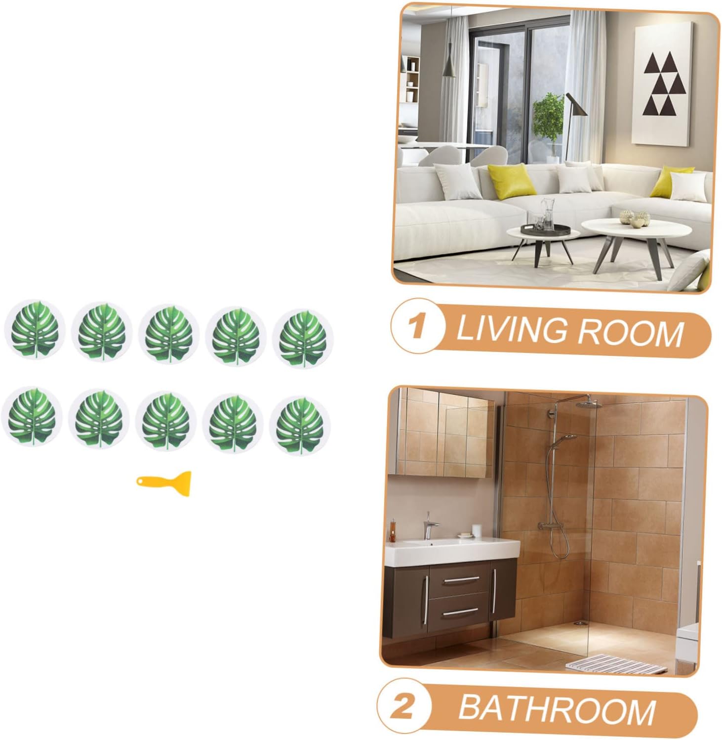 TOPPERFUN Leaf-Shaped Anti-Slip Bath Tub Stickers