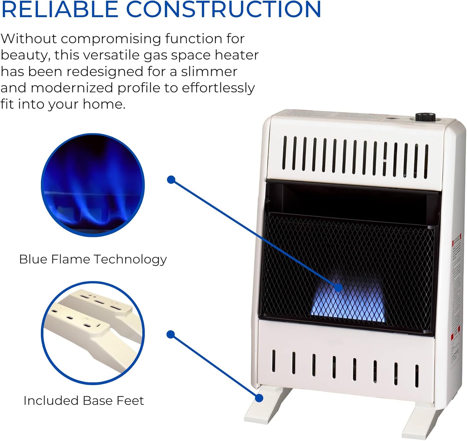 ProCom ML100TBA-B Ventless Propane Gas Blue Flame Space Heater with Thermostat Control