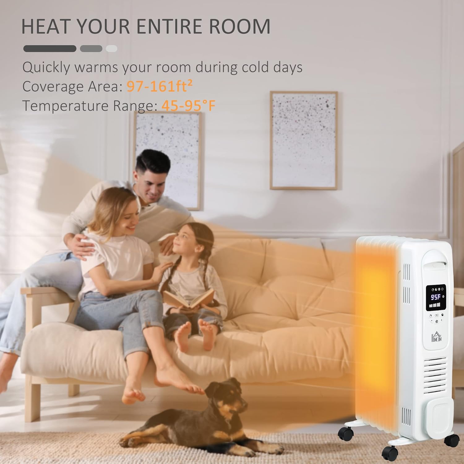 HOMCOM 2525 Electric Space Heater 1500W White