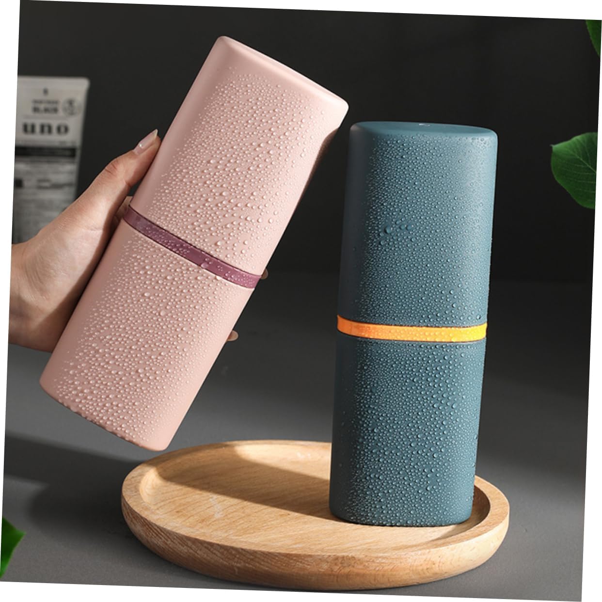 FRCOLOR Two-in-One Toothbrush Holder with Lid