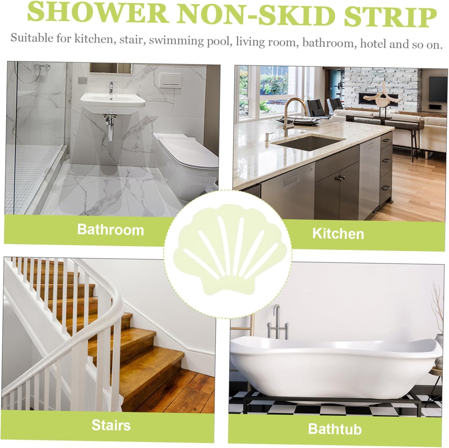 PRETYZOOM 30PCS Bathtub Non-Slip Stickers Shell Shape Decals