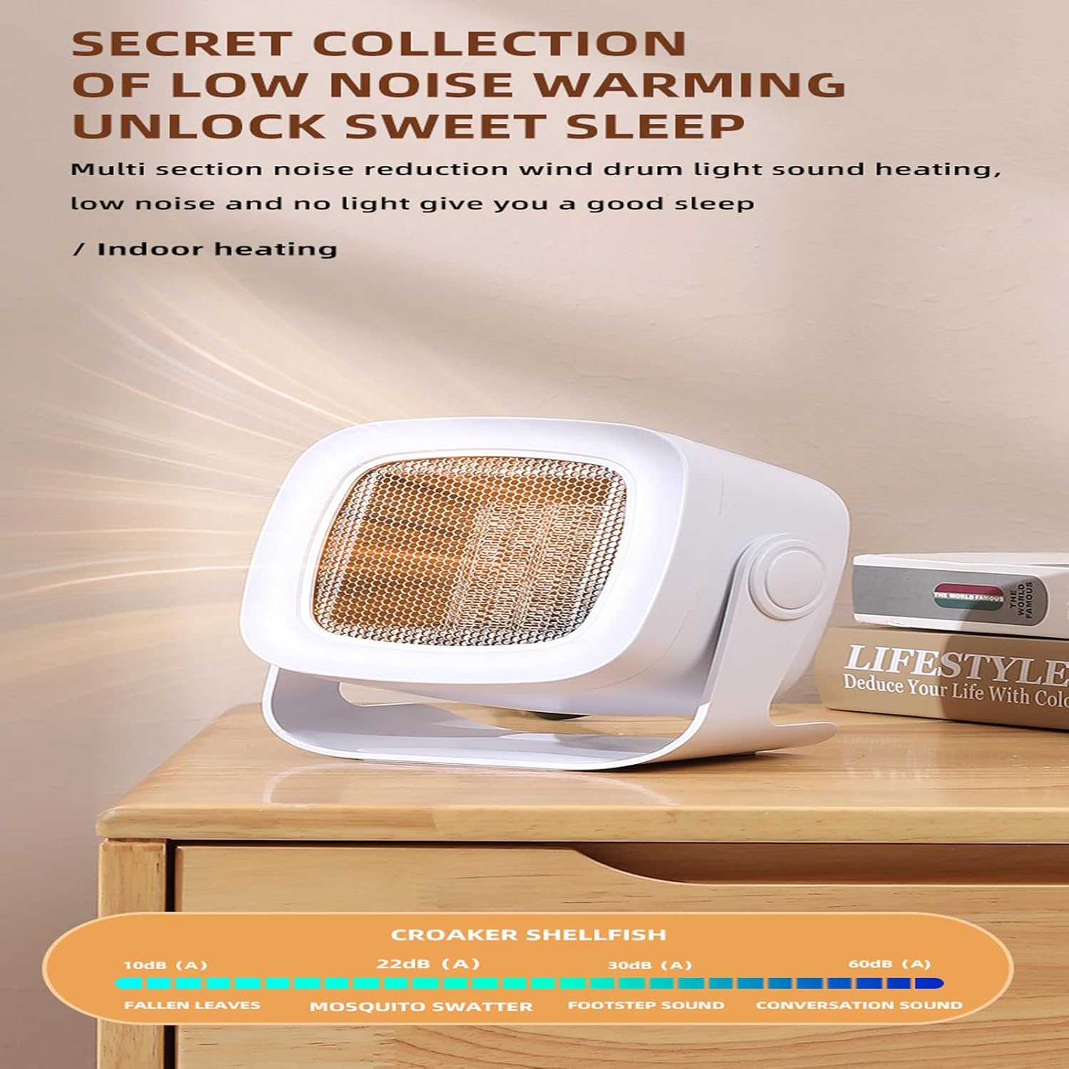 YOLEANSON Compact Electric Ceramic Heater with 2 Wind Speeds