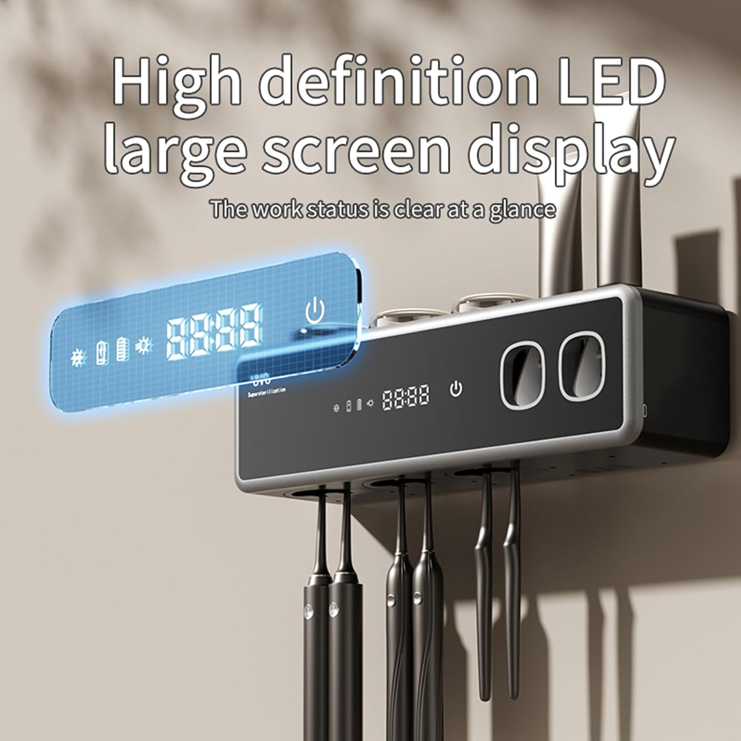 Wekity Wall Mounted Toothbrush Holder with Smart Cleaning and Hot Air Drying