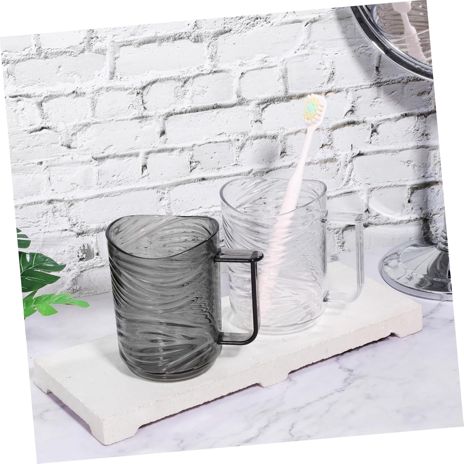 2pcs Reusable Toothbrush Holder Cups with Handle for Family Use