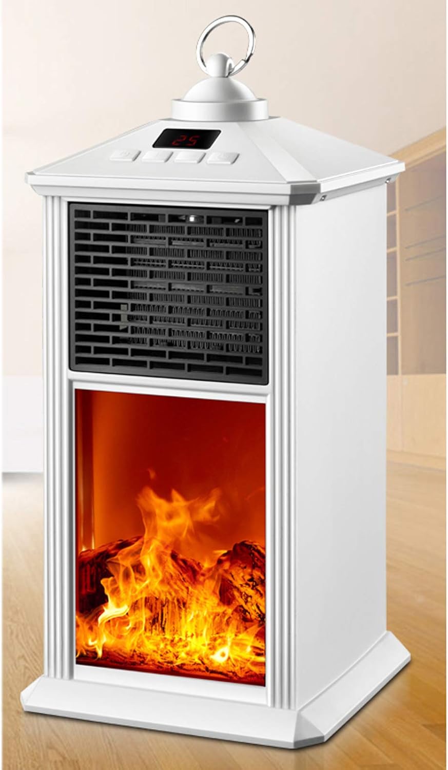 FACAI 3D Flame Electric Heater with Remote Control and Timer White
