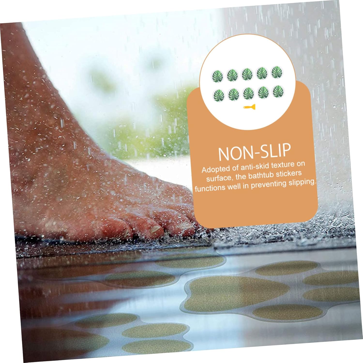SOLUSTRE Anti-Slip Tub Decals Leaf Stickers for Bathroom