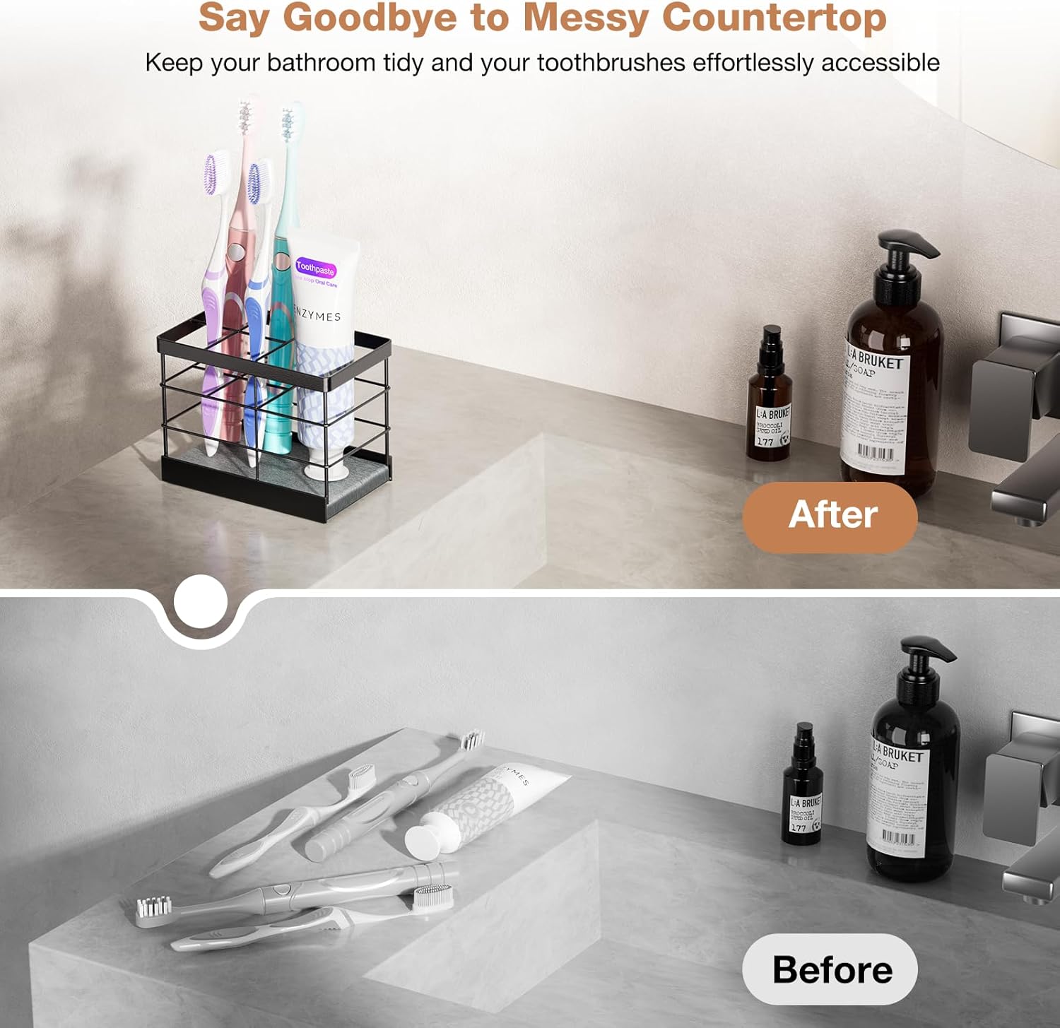 MOJOHAND Toothbrush Holder with Drying Stone