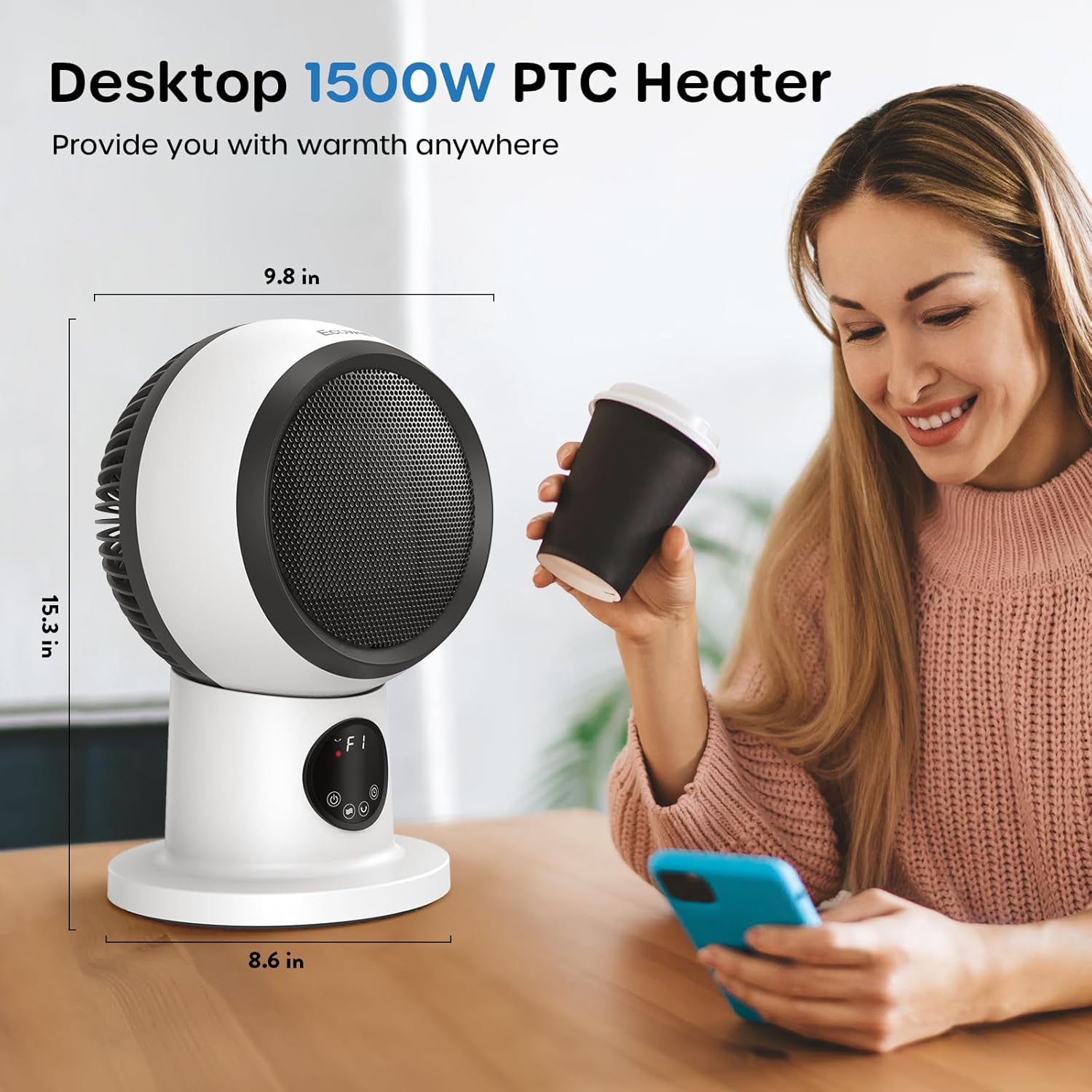 ECOWELL Space Heater Fan Combo with Remote