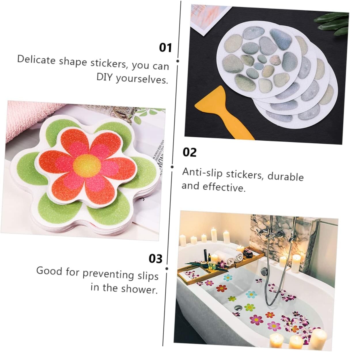Amosfun 14pcs Non-Slip Bathtub Stickers for Safety