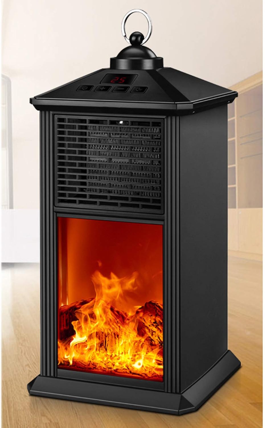 FACAI 3D Flame Electric Space Heater with Remote Control and Timer Black
