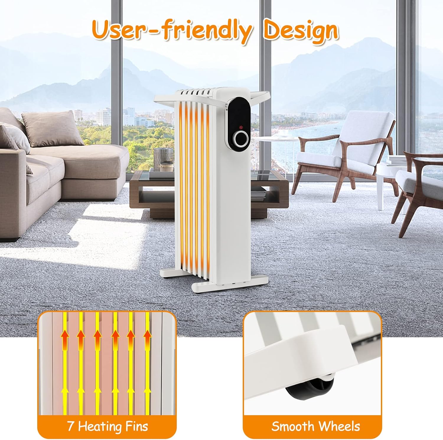 Tangkula 1500W Oil Radiator Heater with 3 Heat Settings