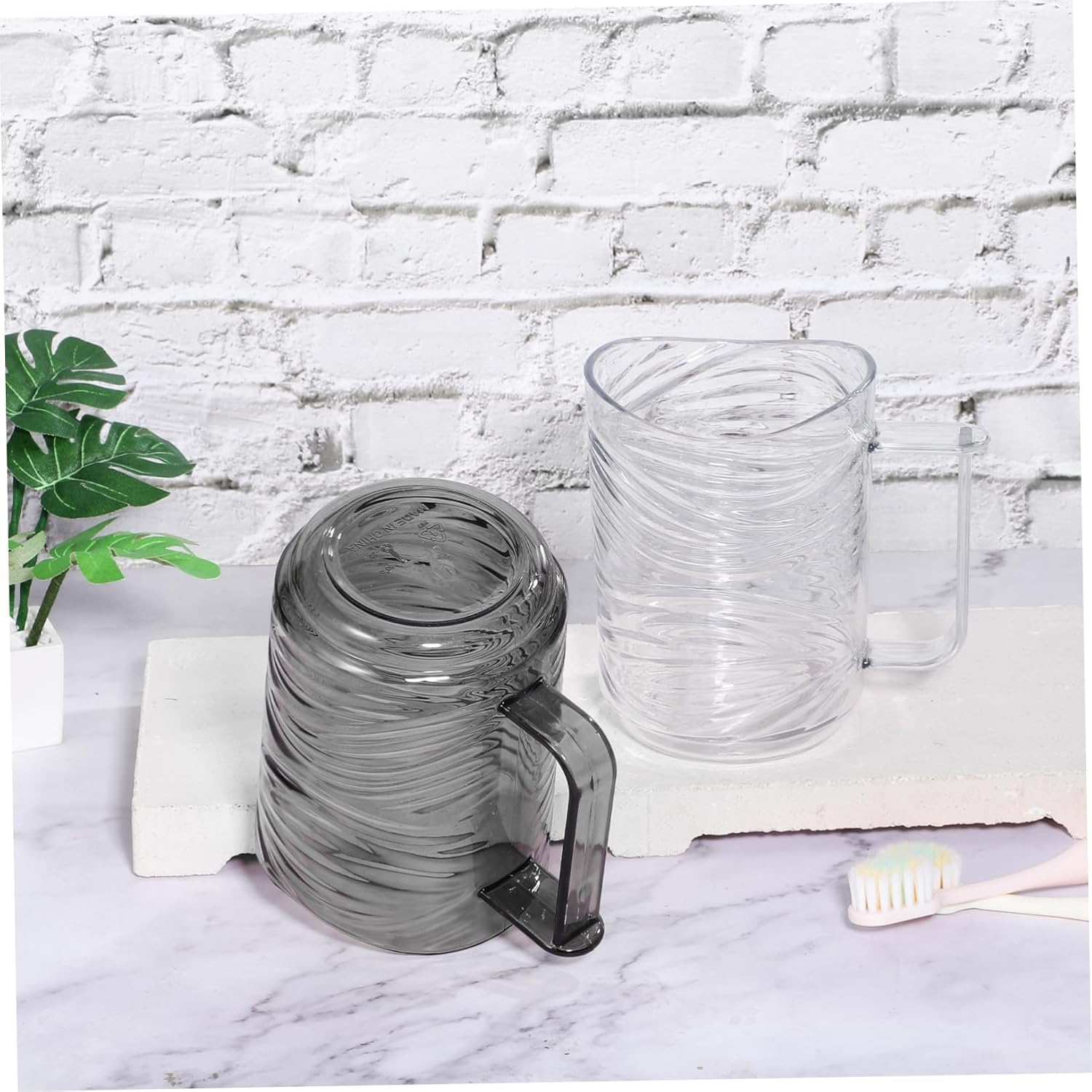 2pcs Reusable Toothbrush Holder Cups with Handle for Family Use
