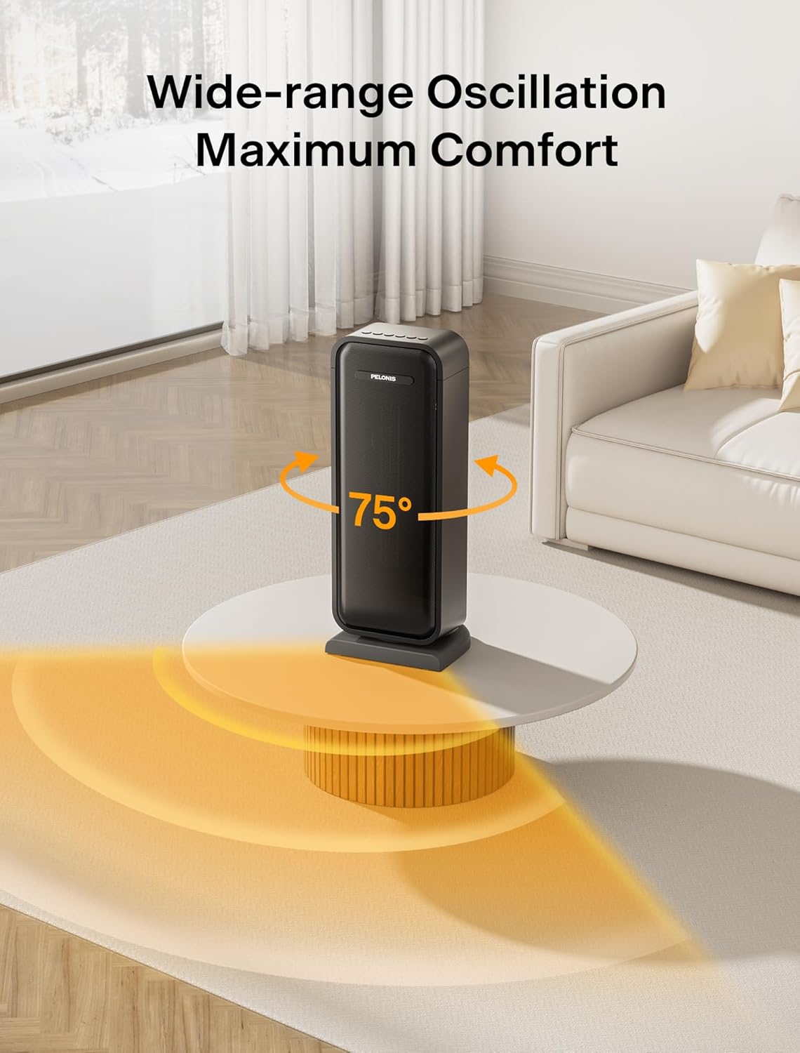 PELONIS Space Heater with 75 Oscillation Remote Control