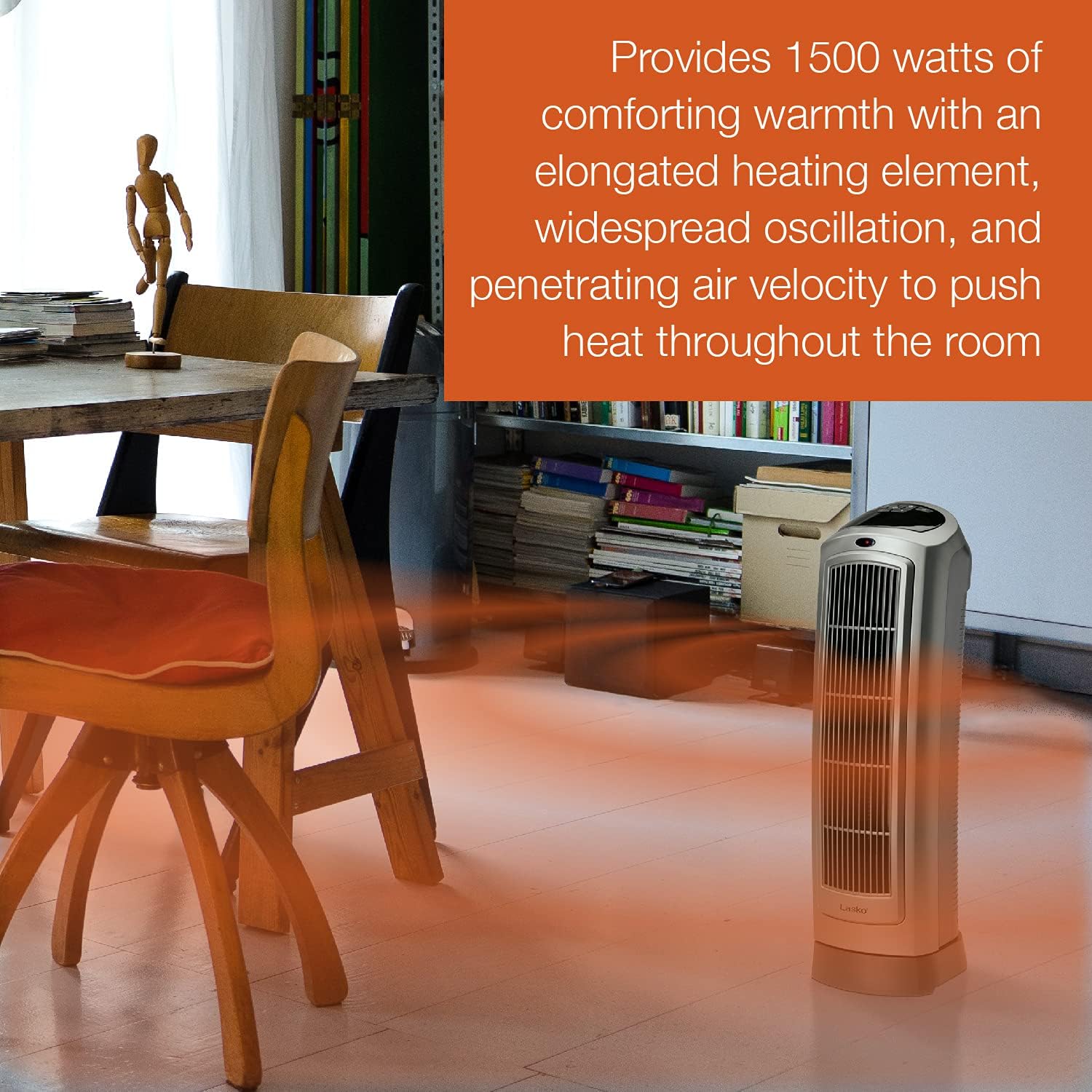 Lasko Portable Oscillating Space Heater with Digital Display and Remote Control