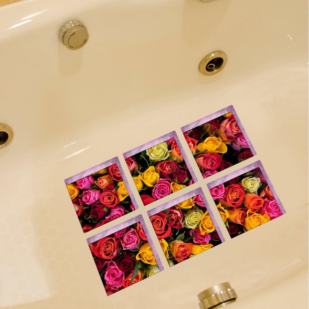 ChezMax 3D Flower Bathtub Stickers 6 Pcs 59 X 59