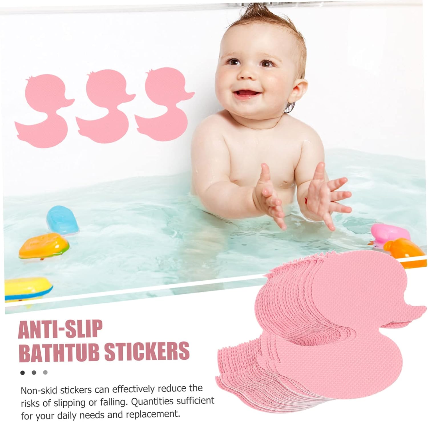 HAKIDZEL 24pcs Self-Adhesive Cute Duck Skid Bath Stickers