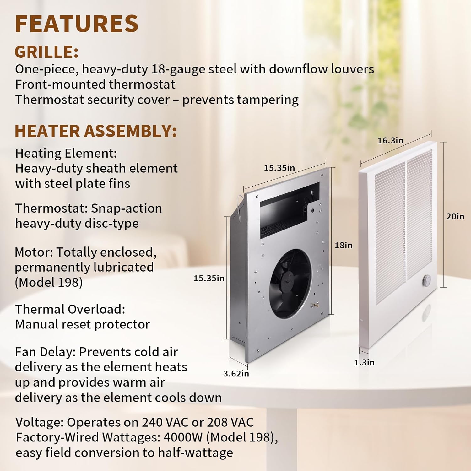 HAI FEIPN 198 Wall Heater 4000W 240VAC Energy-Saving Electric Heater