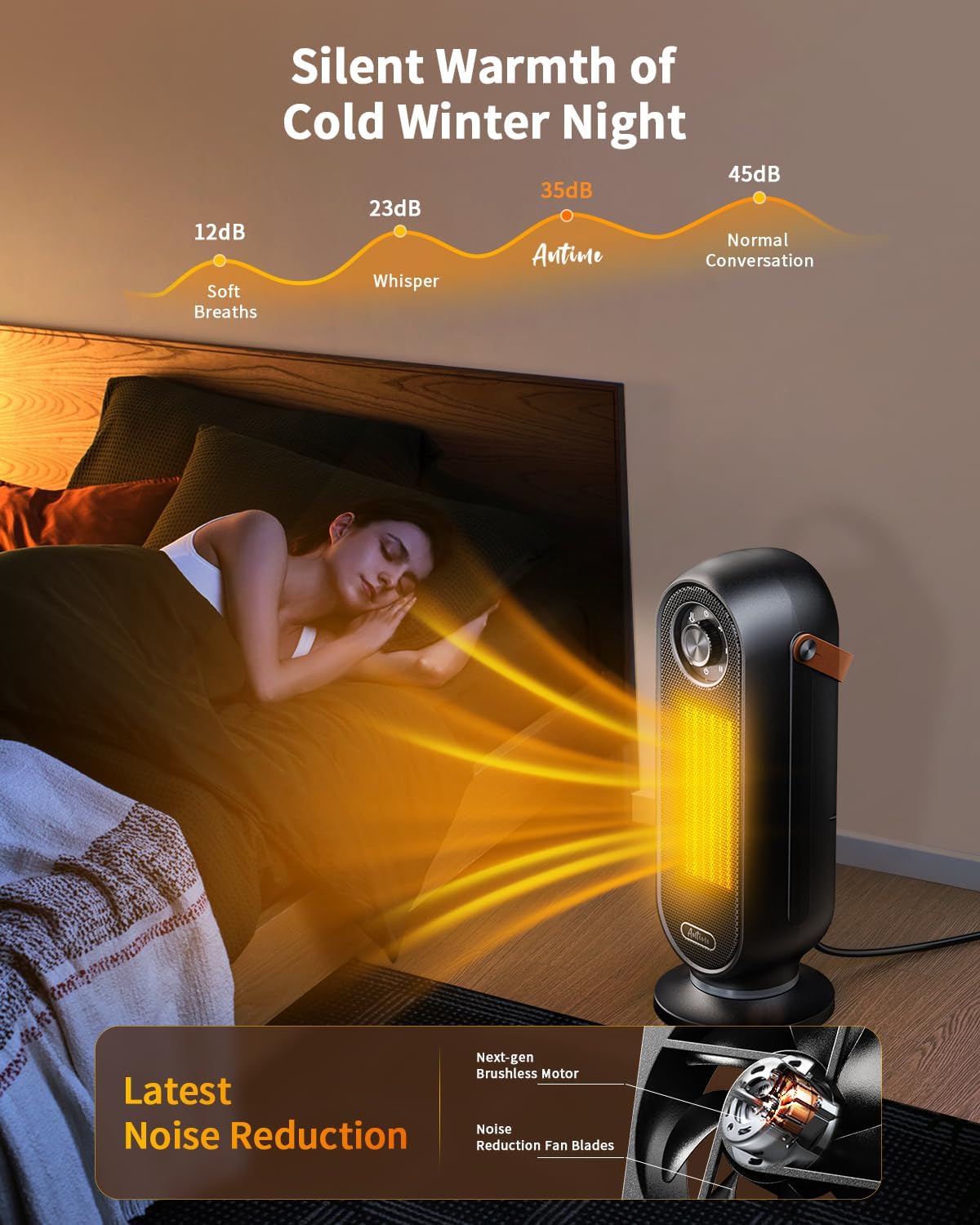 Antime 1500W Electric Space Heater with Remote and Thermostat