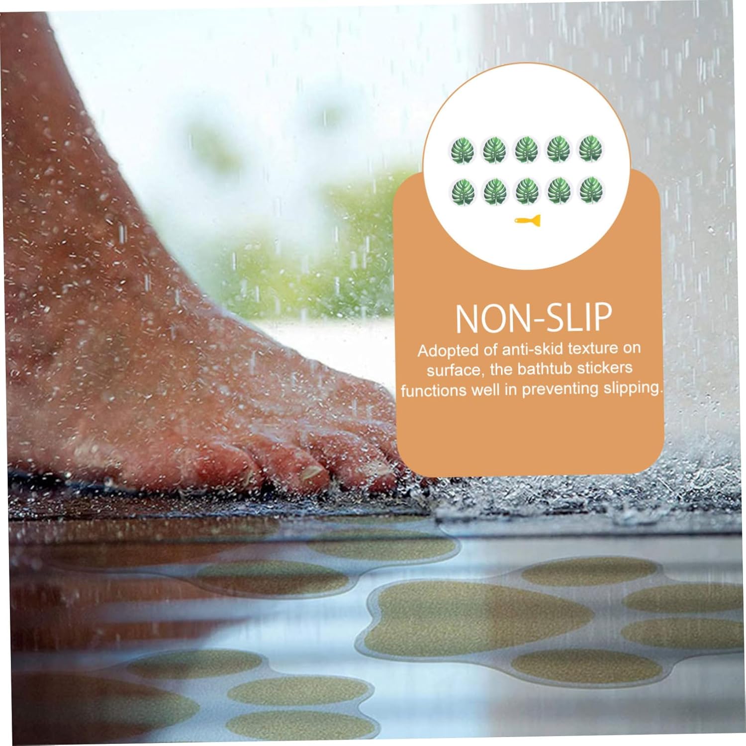 Healifty Non-Slip Bathtub Leaf Decals 1Set