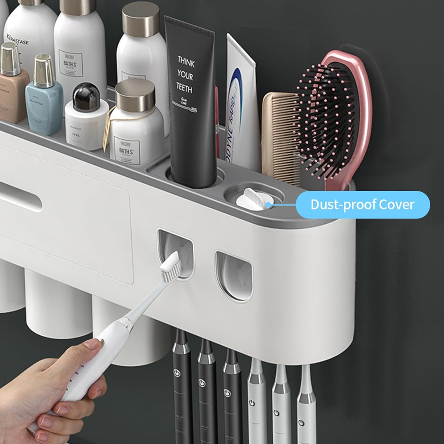 TuCao Toothbrush Holder with Dual Toothpaste Dispenser Kit