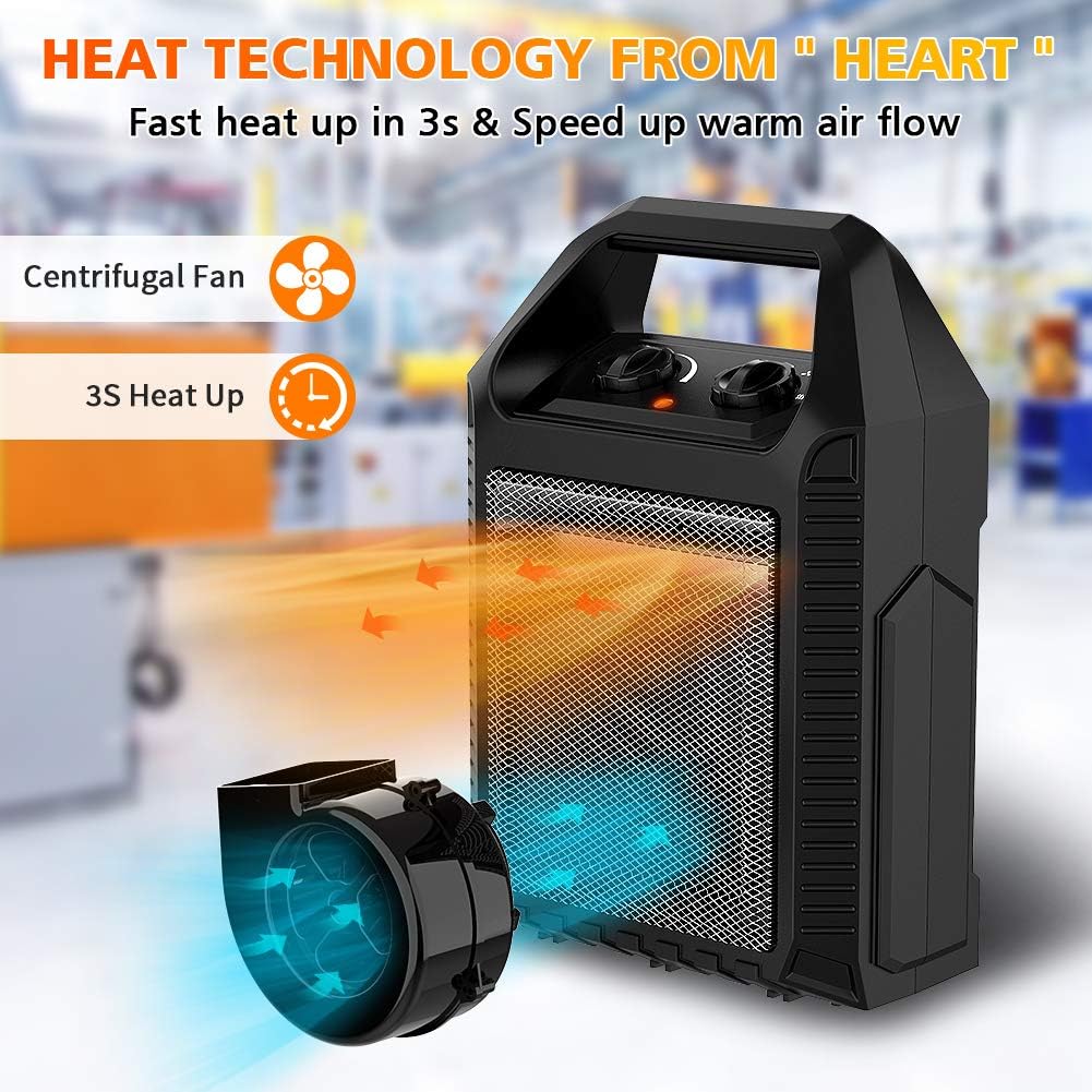 LifePlus 1500W Electric Space Heater with 3 Heat Modes and Fan