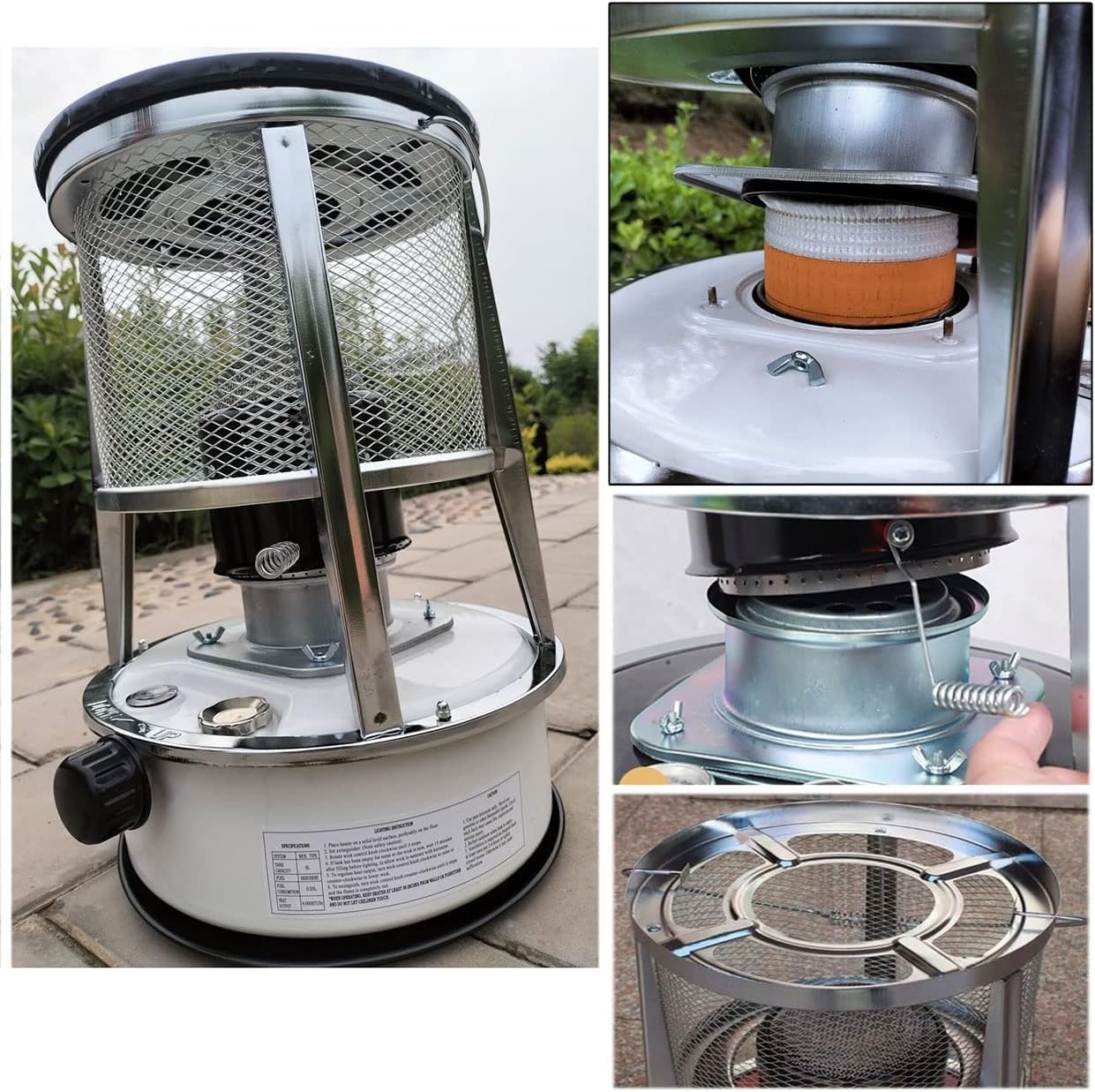White 6L Kerosene Heater Portable Non Electric Indoor Outdoor 3000W