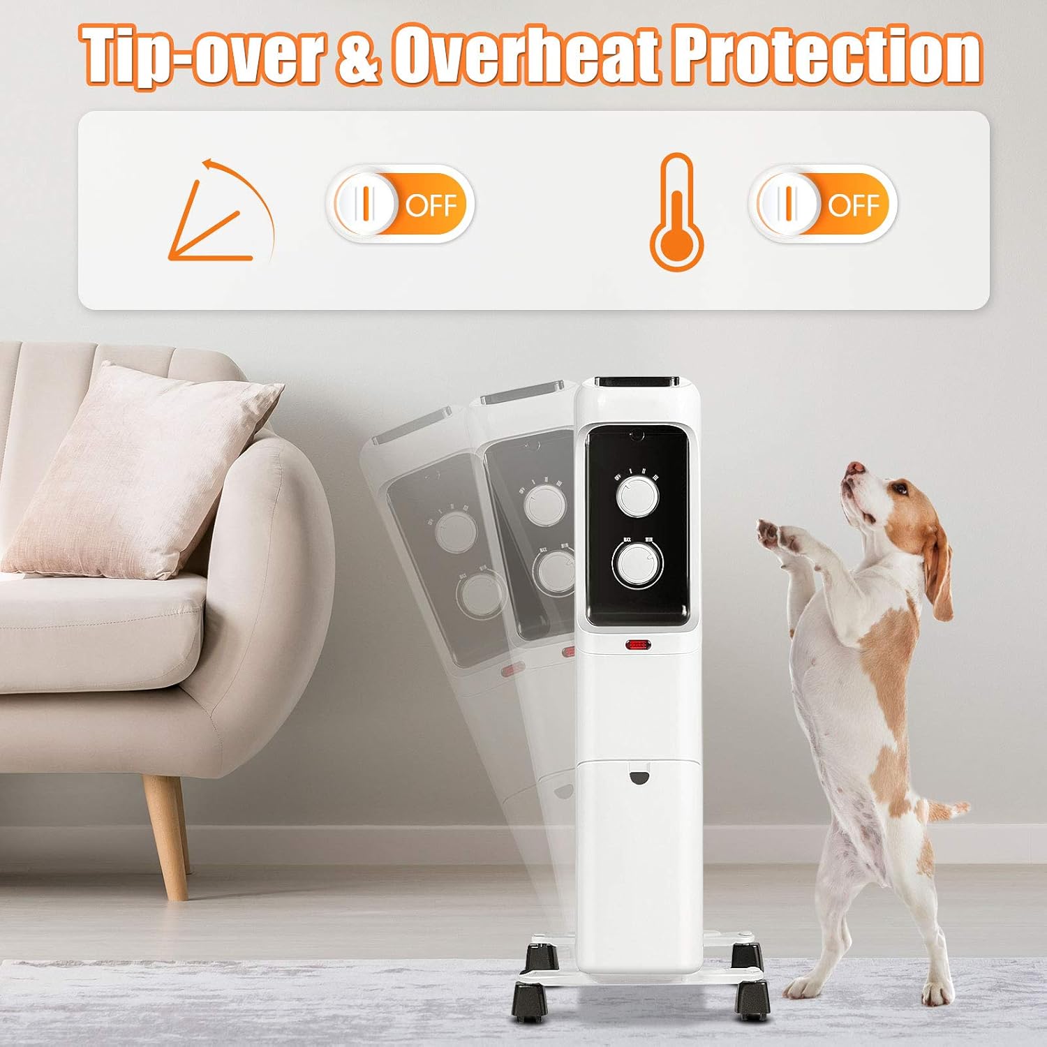 Tangkula 1500W Oil Filled Radiator Heater with 3 Heat Settings