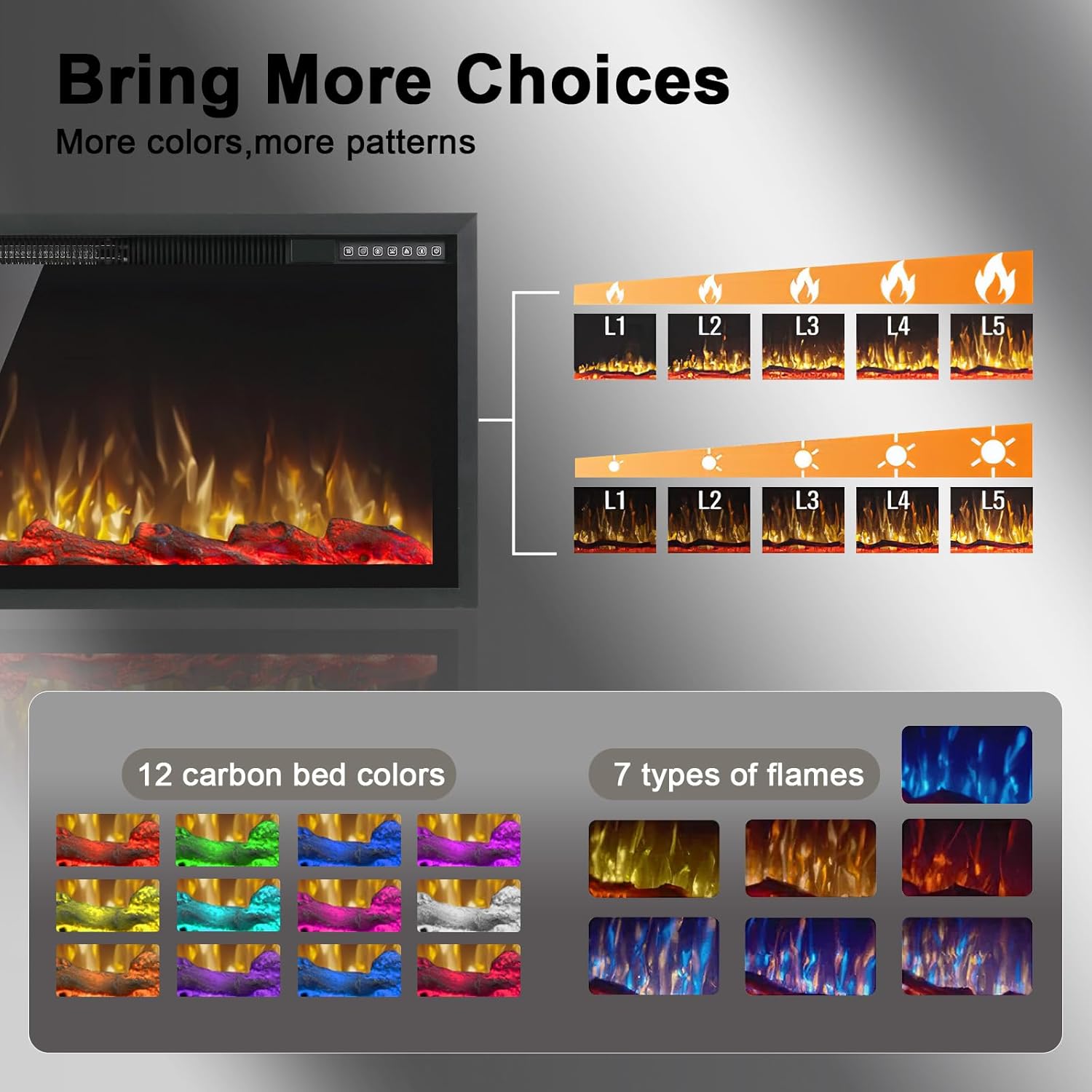 PRETZI 68 Inch Electric Fireplace Ultra Narrow Frame