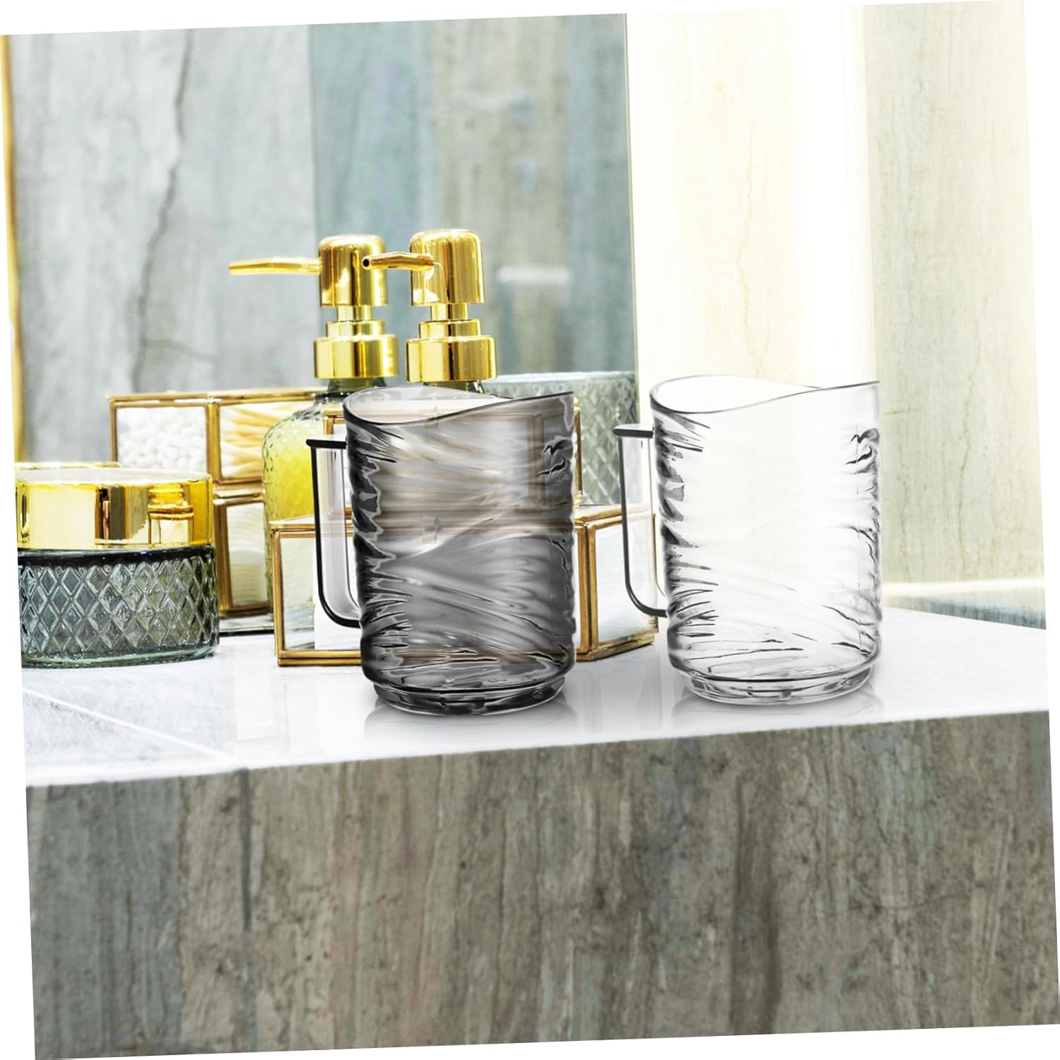 2pcs Reusable Toothbrush Holder Cups with Handle for Family Use