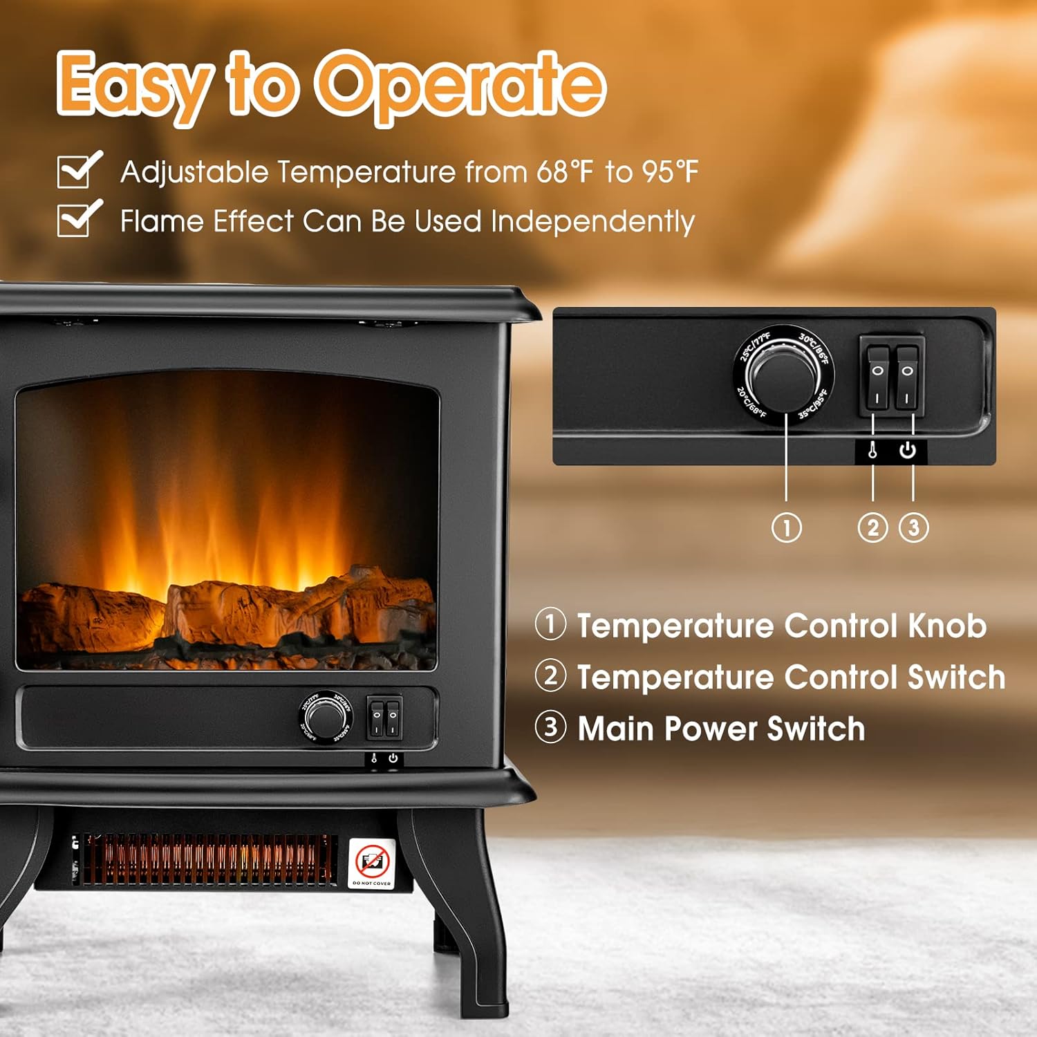 Tangkula 20 Inch Electric Fireplace Stove