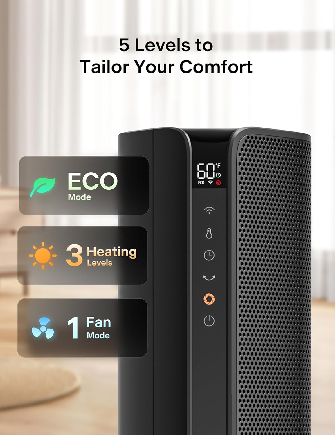 PELONIS Space Heater 30 Smart Electric with Thermostat and Voice Control