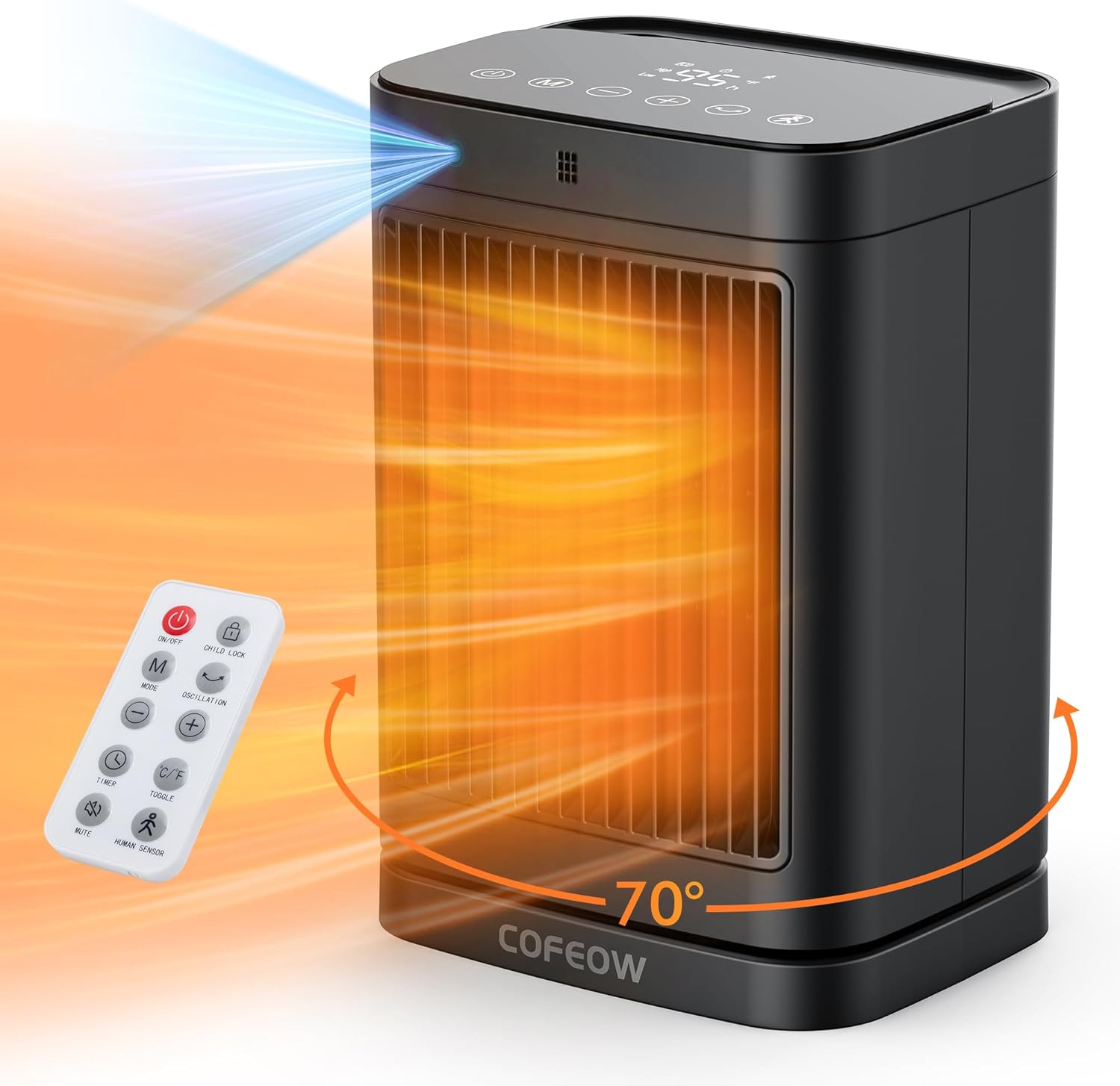 Cofeow Space Heater with Motion Sensor and Remote Control