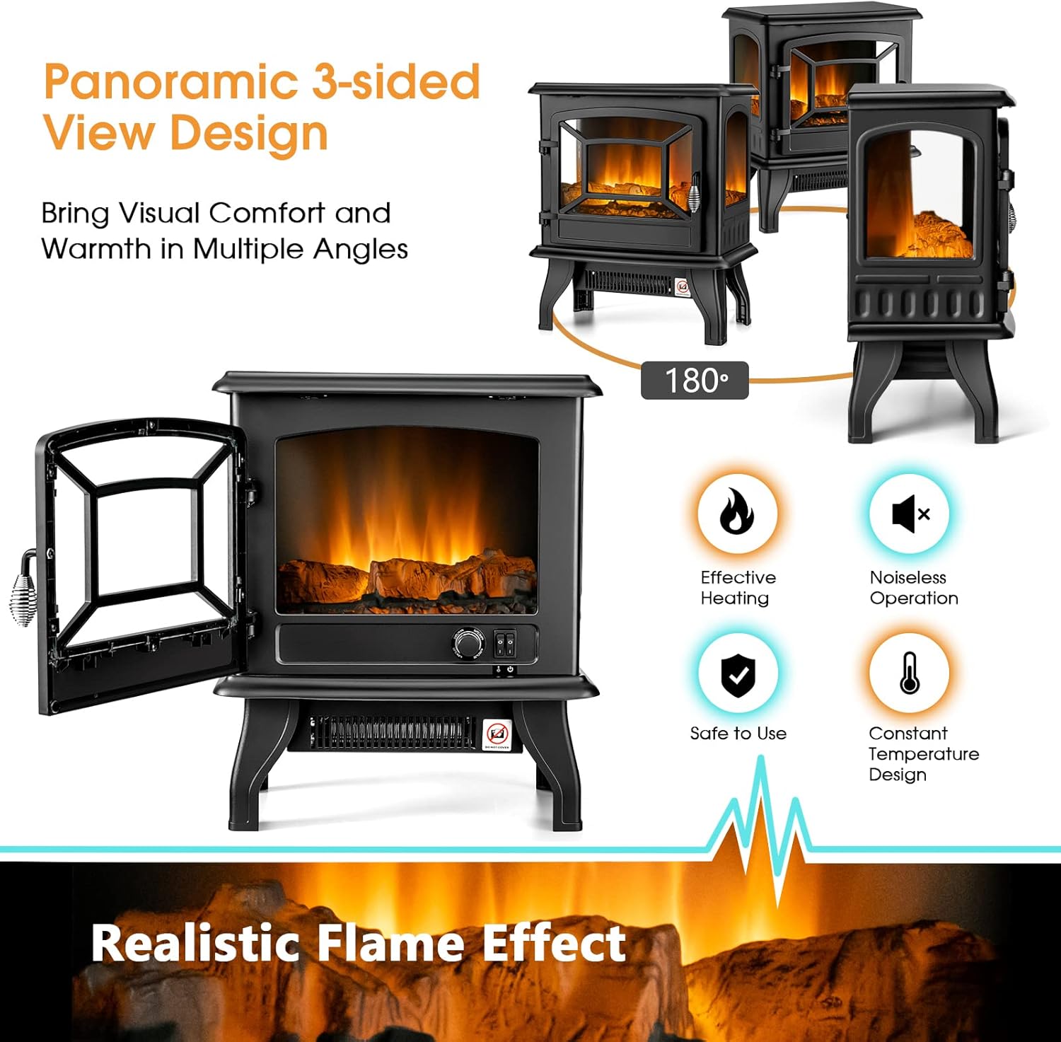Tangkula 20 Inch Electric Fireplace Stove