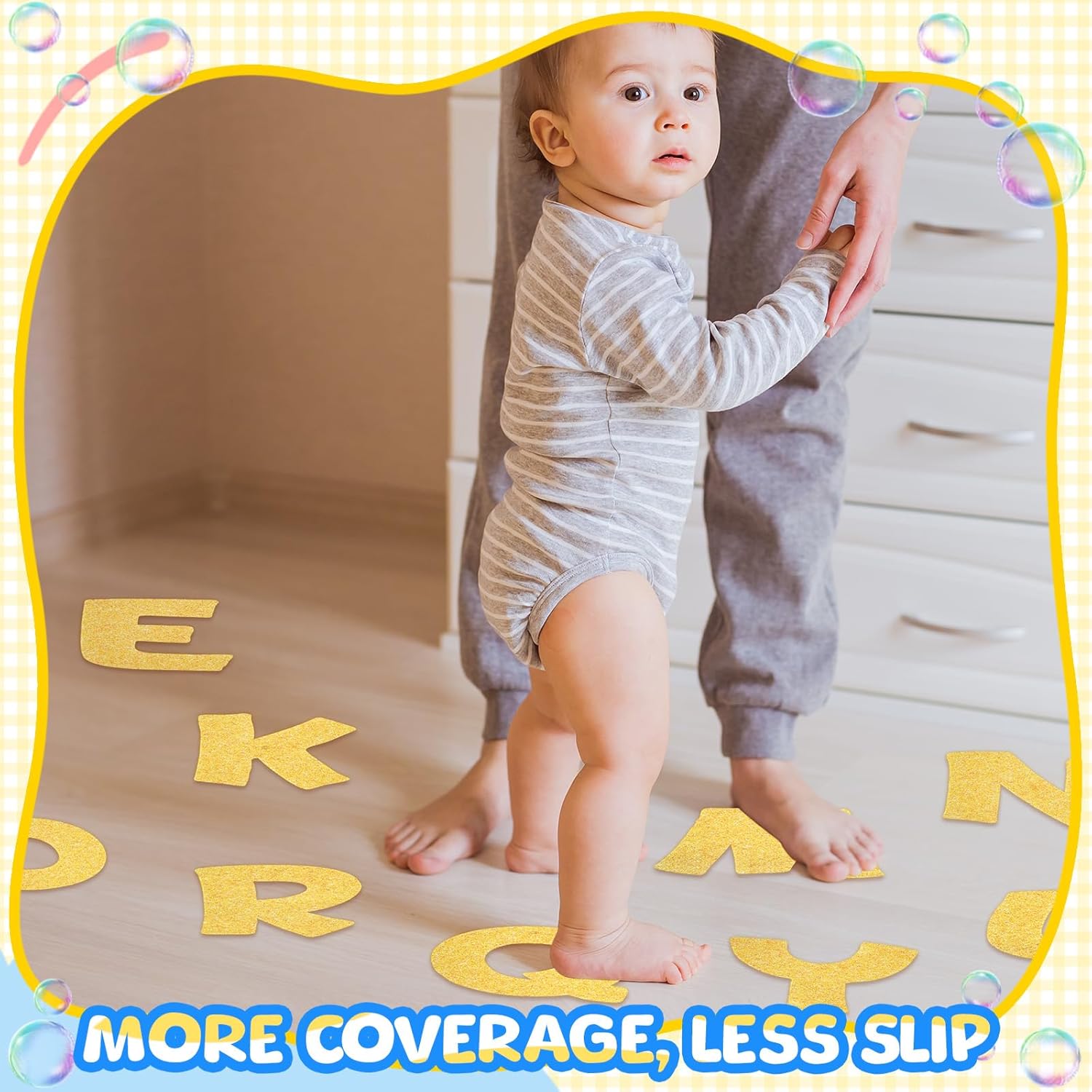 Fullhawl 26 Pcs Non Slip Bathtub Stickers with Glitter Letters