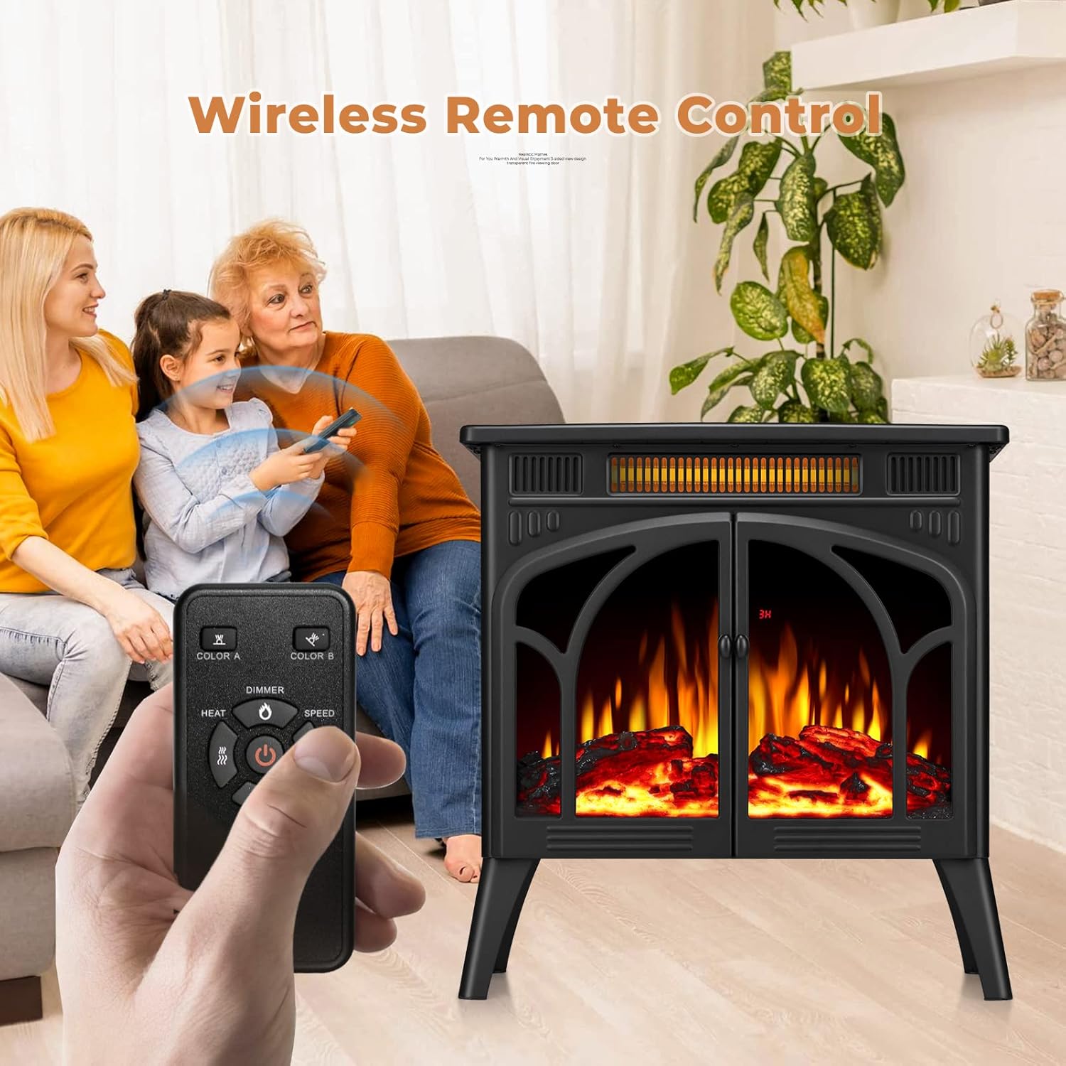 Xbeauty Electric Fireplace Heater Indoor Portable Black