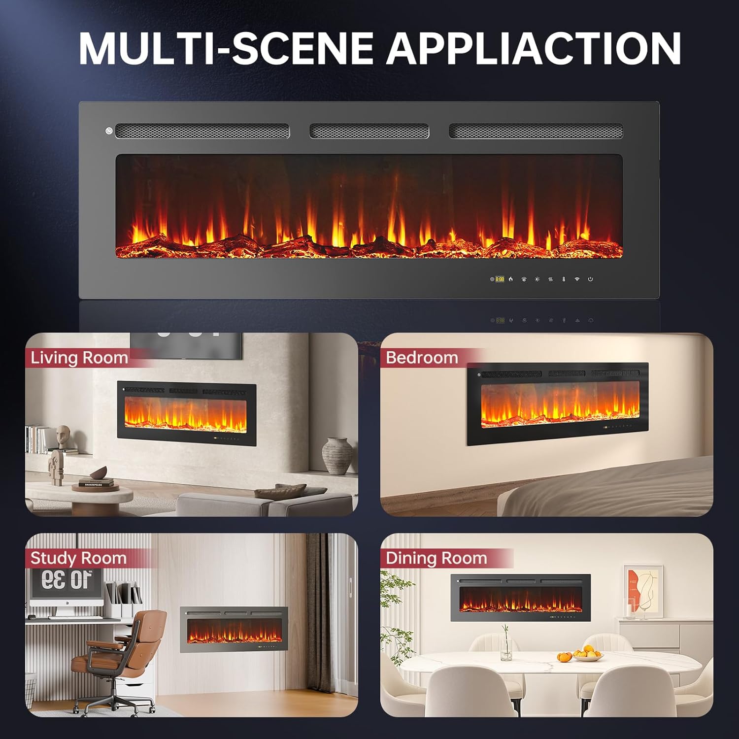 oneinmil 50 Smart Electric Fireplace Heater with Alexa Compatibility