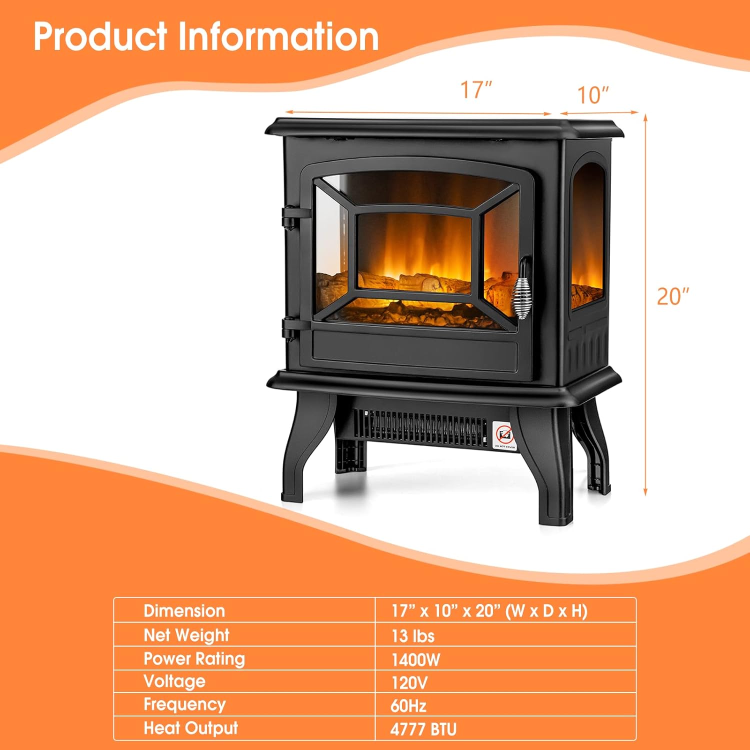 Tangkula 20 Inch Electric Fireplace Stove