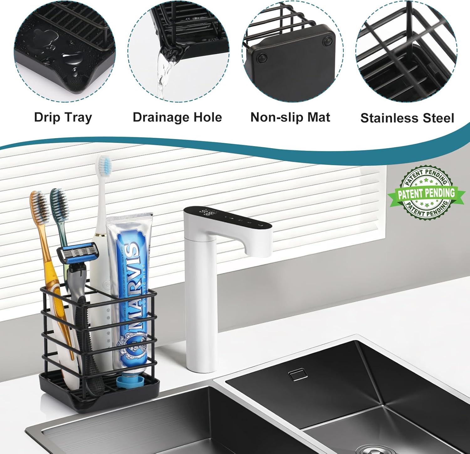 Chintu Toothbrush Holder with Drainage Compact Bathroom Organizer for Kids and Adults